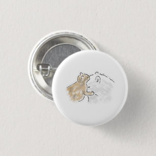Hamster Touching Big White Bear Friend Gift 3 Cm Round Badge