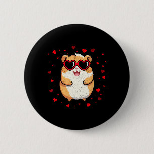 Hamster Valentine Sungles Heart Cute Lovers 6 Cm Round Badge