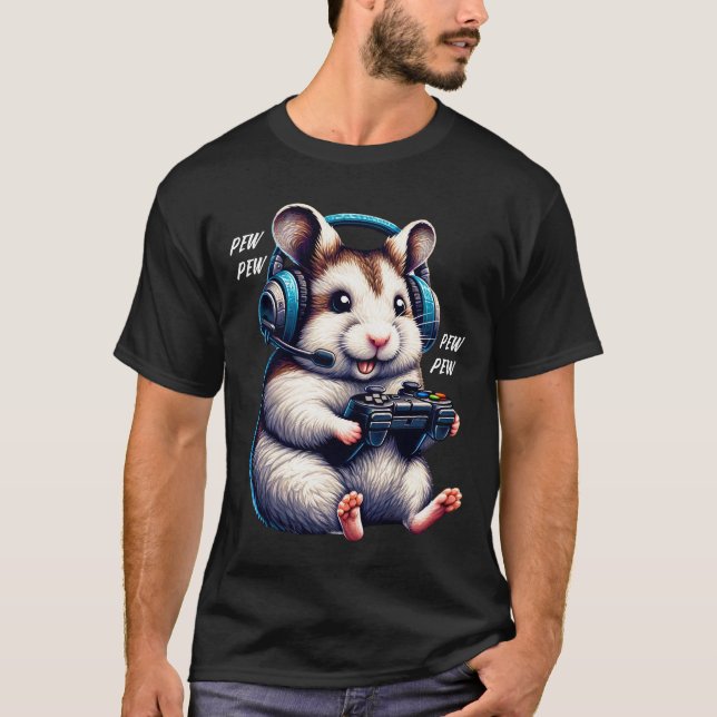 Hamster  Video Game Gaming Nerd T-Shirt (Front)