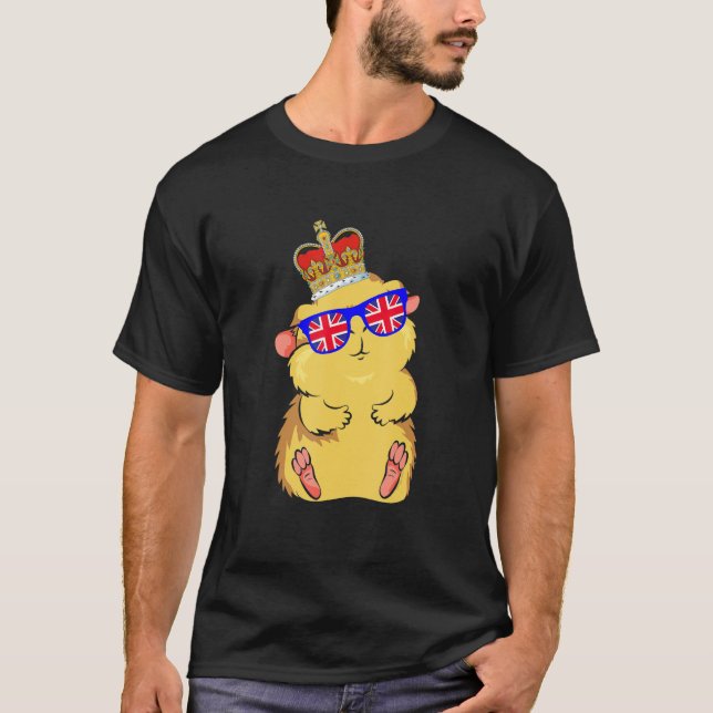 Hamster Wearing Sunglasses And Crown England UK Fl T-Shirt (Front)
