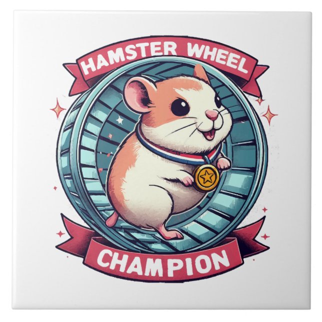 Hamster Wheel Champion Ceramic Tile (Front)