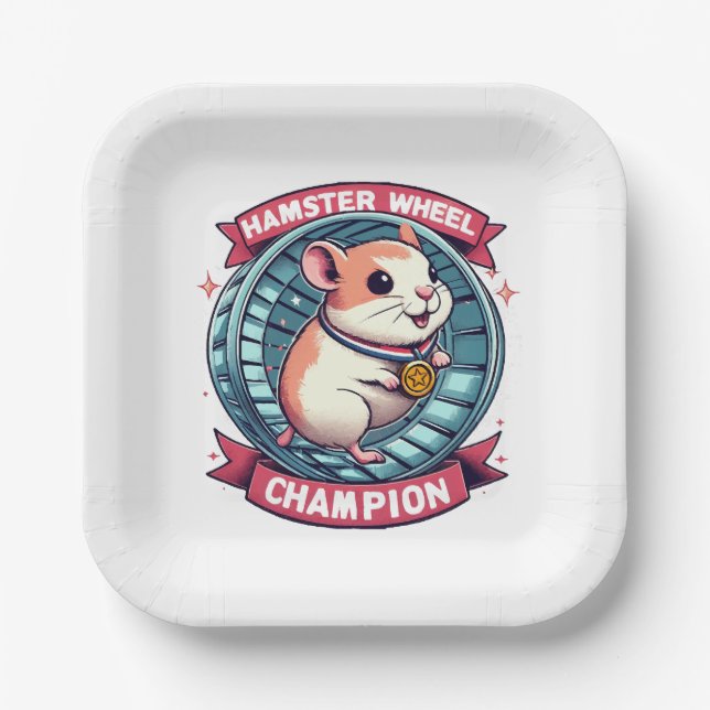 Hamster Wheel Champion Paper Plate (Front)