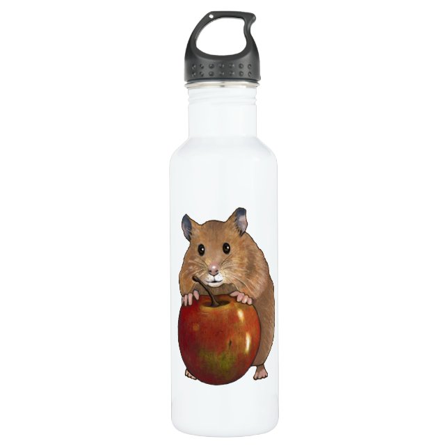 Hamster With Apple: Drawing, Freehand Art 710 Ml Water Bottle (Front)