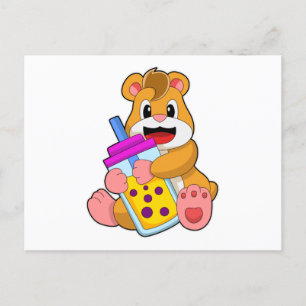 Hamster with Baby bottle Juice Postcard