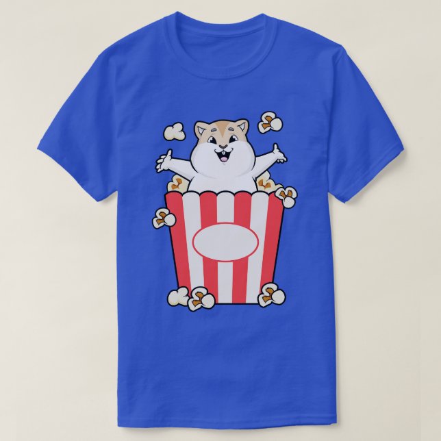 Hamster with Bag of Popcorn T-Shirt (Design Front)