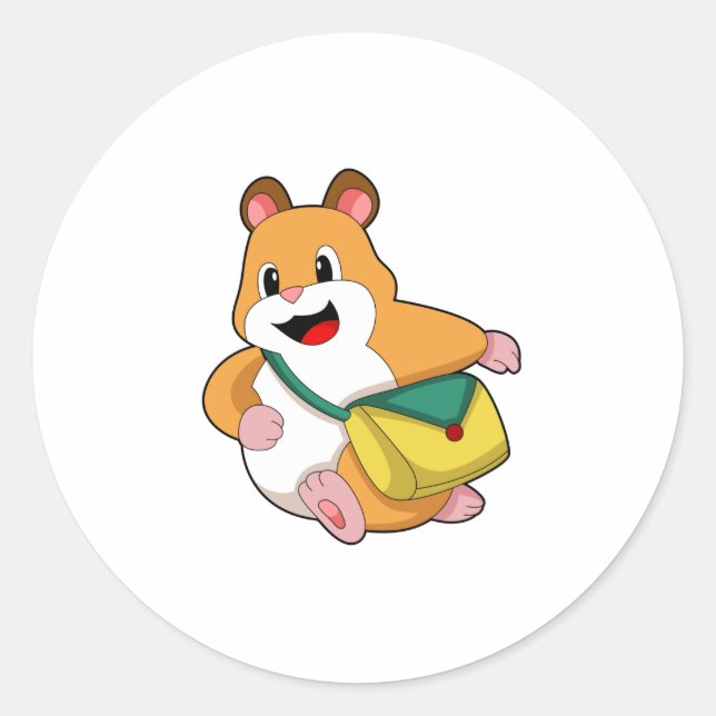 Hamster with Bag.PNG Classic Round Sticker (Front)