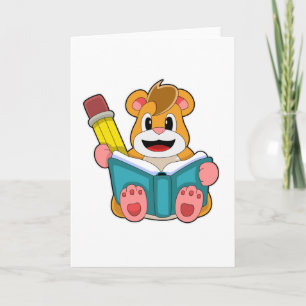 Hamster with Book and Pen Card