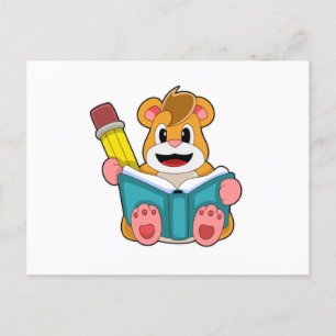 Hamster with Book and Pen Postcard