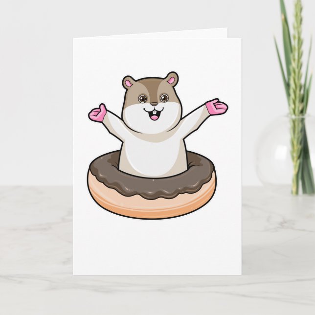 Hamster with Chocolate Doughnut Card (Front)