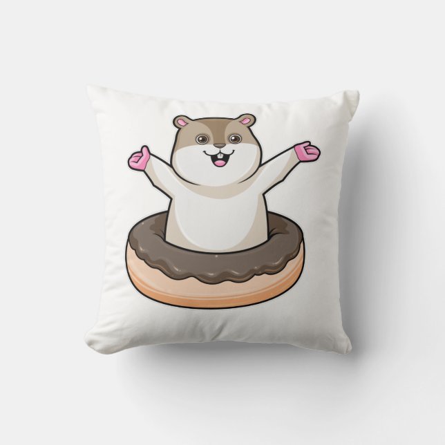 Hamster with Chocolate Doughnut Cushion (Front)
