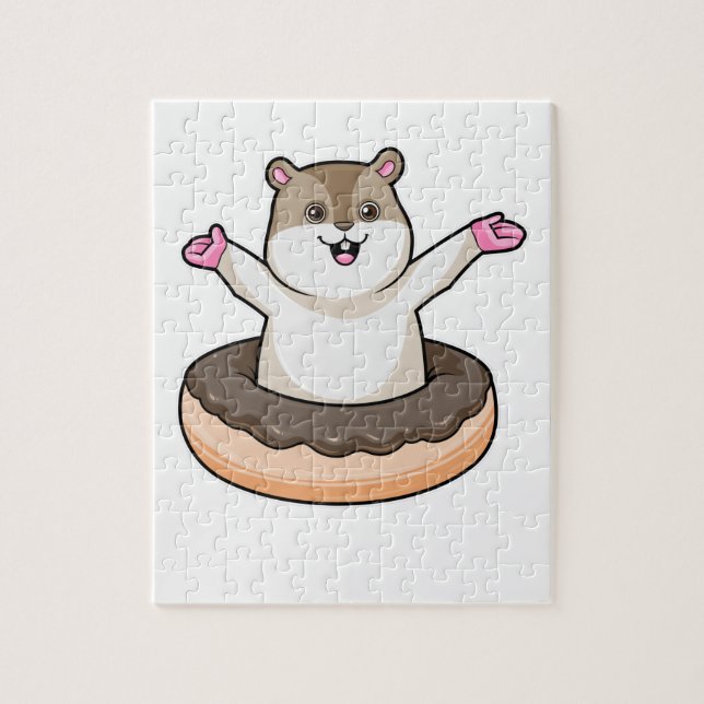 Hamster with Chocolate Doughnut Jigsaw Puzzle (Vertical)