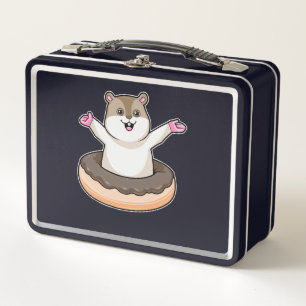 Hamster with Chocolate Doughnut Metal Lunch Box