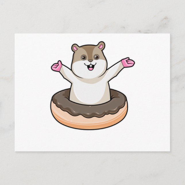 Hamster with Chocolate Doughnut Postcard (Front)