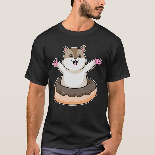 Hamster with Chocolate Doughnut T-Shirt (Front)
