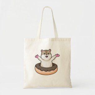 Hamster with Chocolate Doughnut Tote Bag