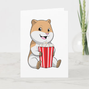 Hamster with Cone of Popcorn Card
