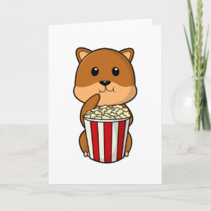 Hamster with Cone of Popcorn Card