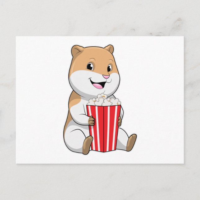 Hamster with Cone of Popcorn Postcard (Front)