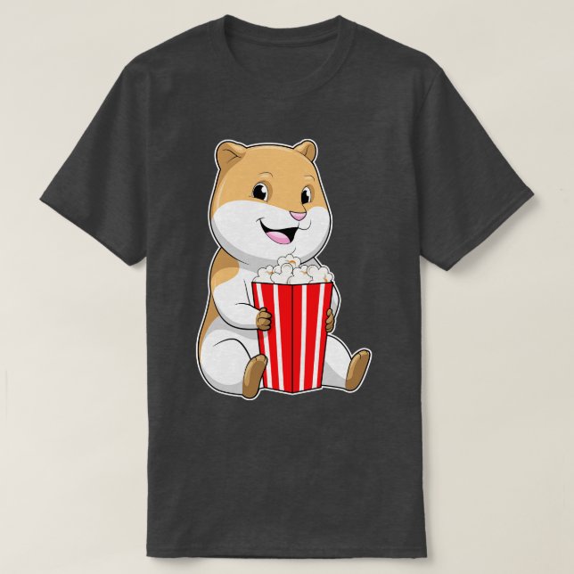 Hamster with Cone of Popcorn T-Shirt (Design Front)