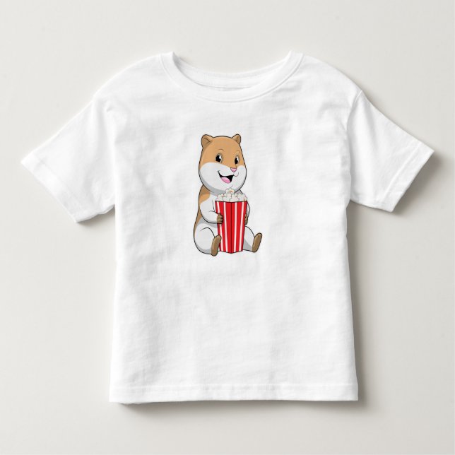 Hamster with Cone of Popcorn Toddler T-Shirt (Front)