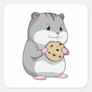 Hamster with Cookie Square Sticker