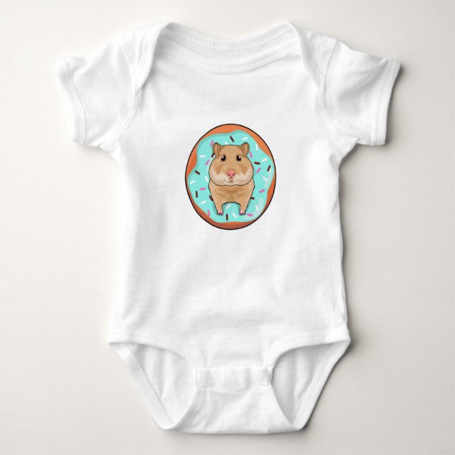 Hamster with Doughnut Baby Bodysuit (Front)