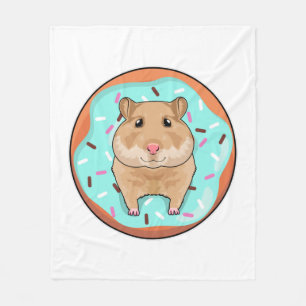 Hamster with Doughnut Fleece Blanket