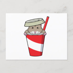 Hamster with Drink Postcard