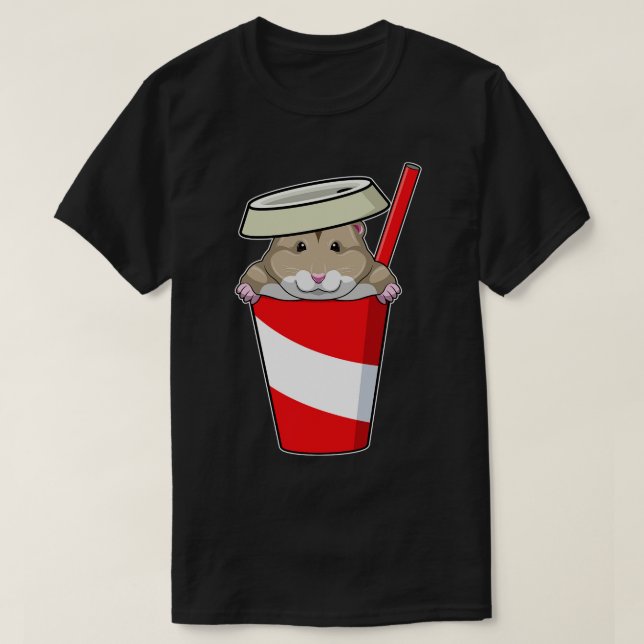 Hamster with Drink T-Shirt (Design Front)