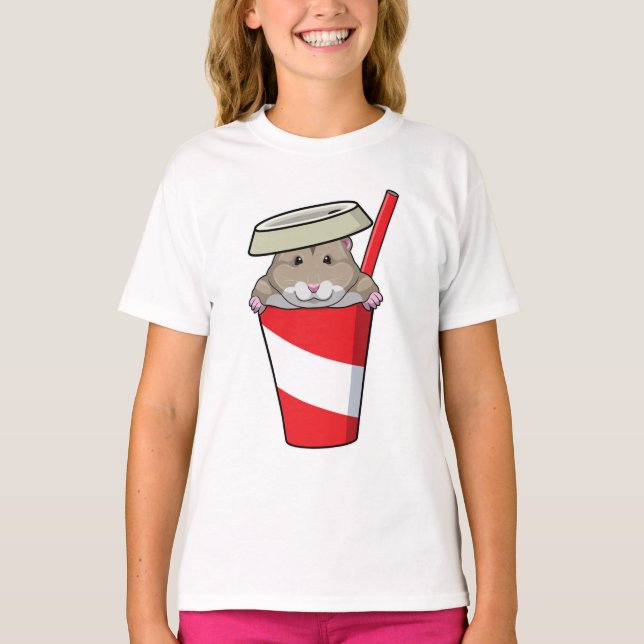 Hamster with Drink T-Shirt (Front)