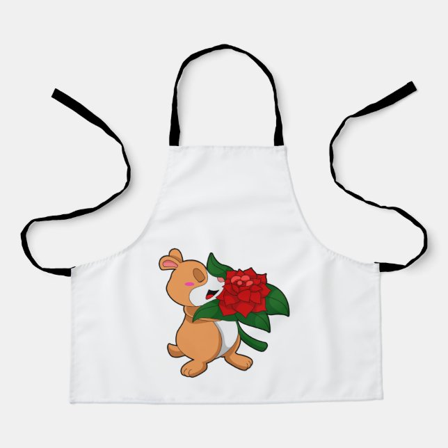 Hamster with Flower Rose Apron (Front)
