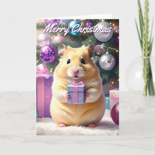 Hamster with Gift Christmas Card