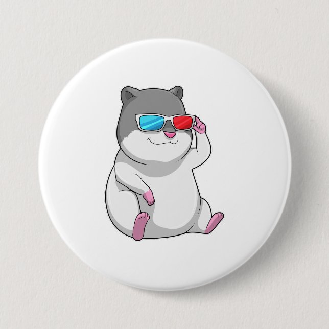 Hamster with Glasses 7.5 Cm Round Badge (Front)