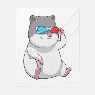 Hamster with Glasses Fleece Blanket
