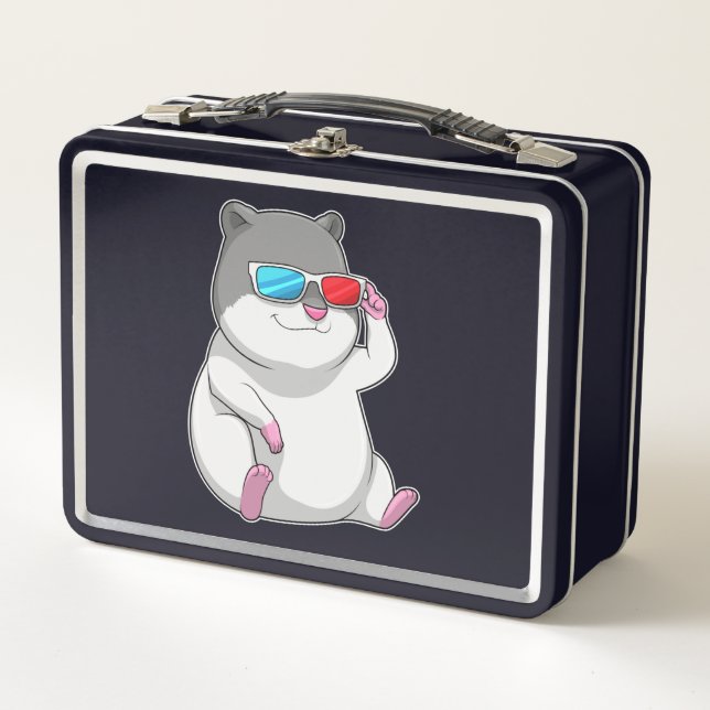 Hamster with Glasses Metal Lunch Box (Front)