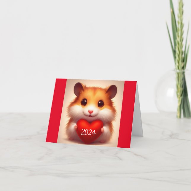 Hamster With Heart 2024 Holiday Card (Front)