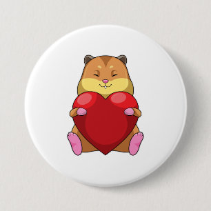 Hamster with Heart 7.5 Cm Round Badge