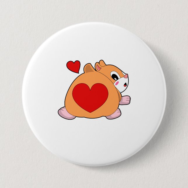 Hamster with Heart 7.5 Cm Round Badge (Front)
