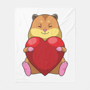 Hamster with Heart Fleece Blanket