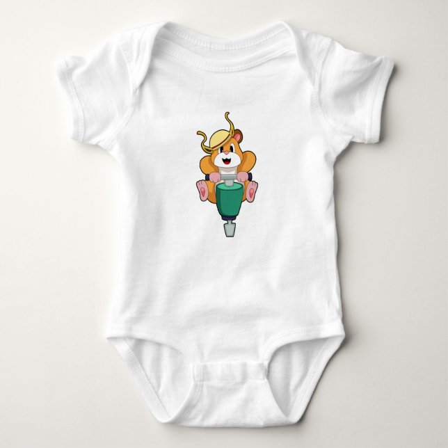 Hamster with Jackhammer Baby Bodysuit (Front)