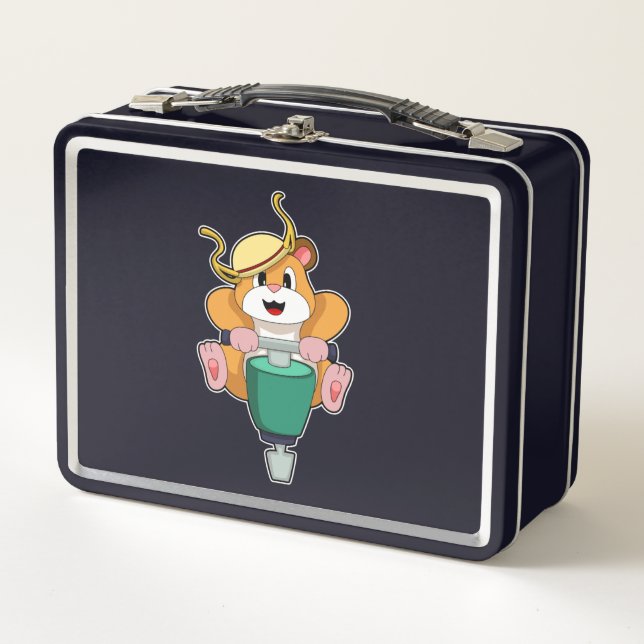Hamster with Jackhammer Metal Lunch Box (Front)