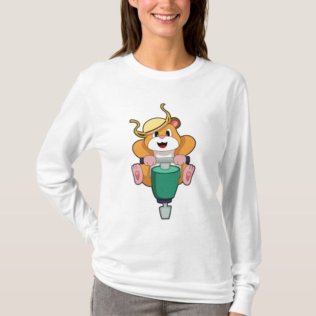 Hamster with Jackhammer T-Shirt (Front)
