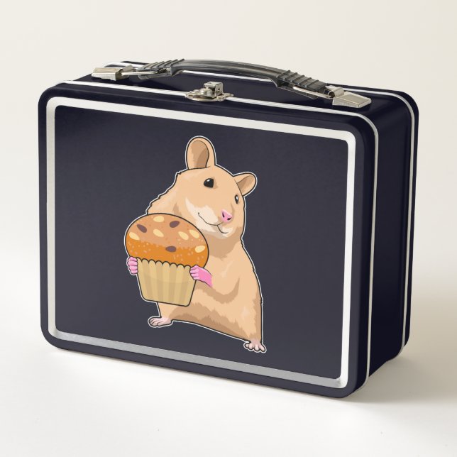 Hamster with Muffin Metal Lunch Box (Front)
