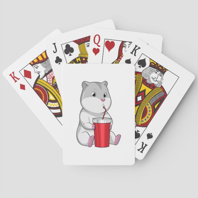 Hamster with Mug & Drinking straw Playing Cards (Back)