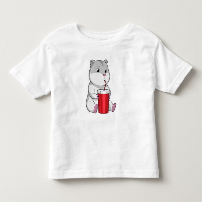 Hamster with Mug & Drinking straw Toddler T-Shirt (Front)