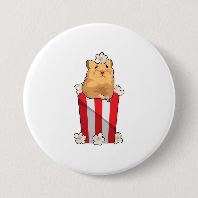 Hamster with Popcorn 7.5 Cm Round Badge (Front)