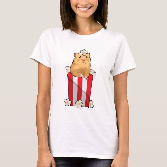 Hamster with Popcorn T-Shirt (Front)