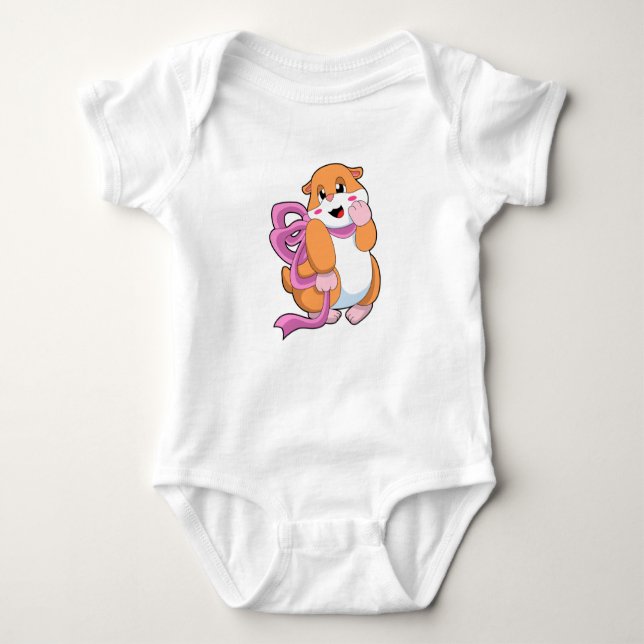 Hamster with Ribbon Baby Bodysuit (Front)