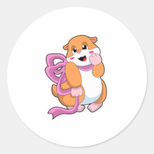 Hamster with Ribbon Classic Round Sticker