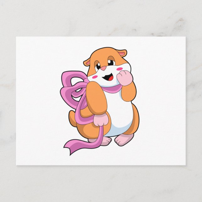 Hamster with Ribbon Postcard (Front)